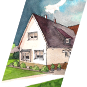 Zeichnung eines privaten Hauses